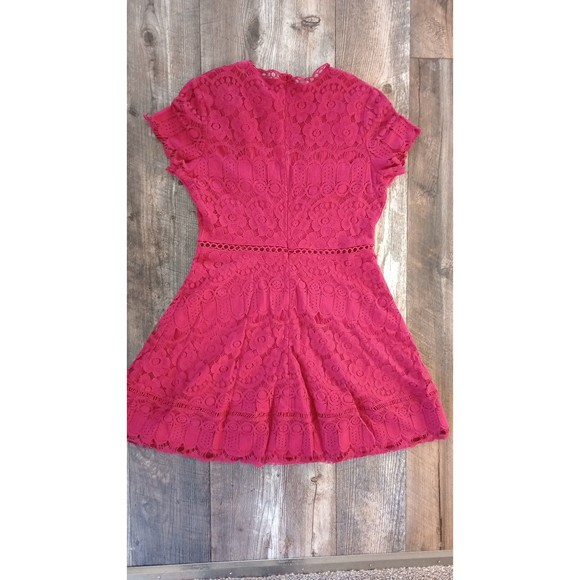 Women's Red Crochet Mini Dress, Size Medium - Picture 7 of 12